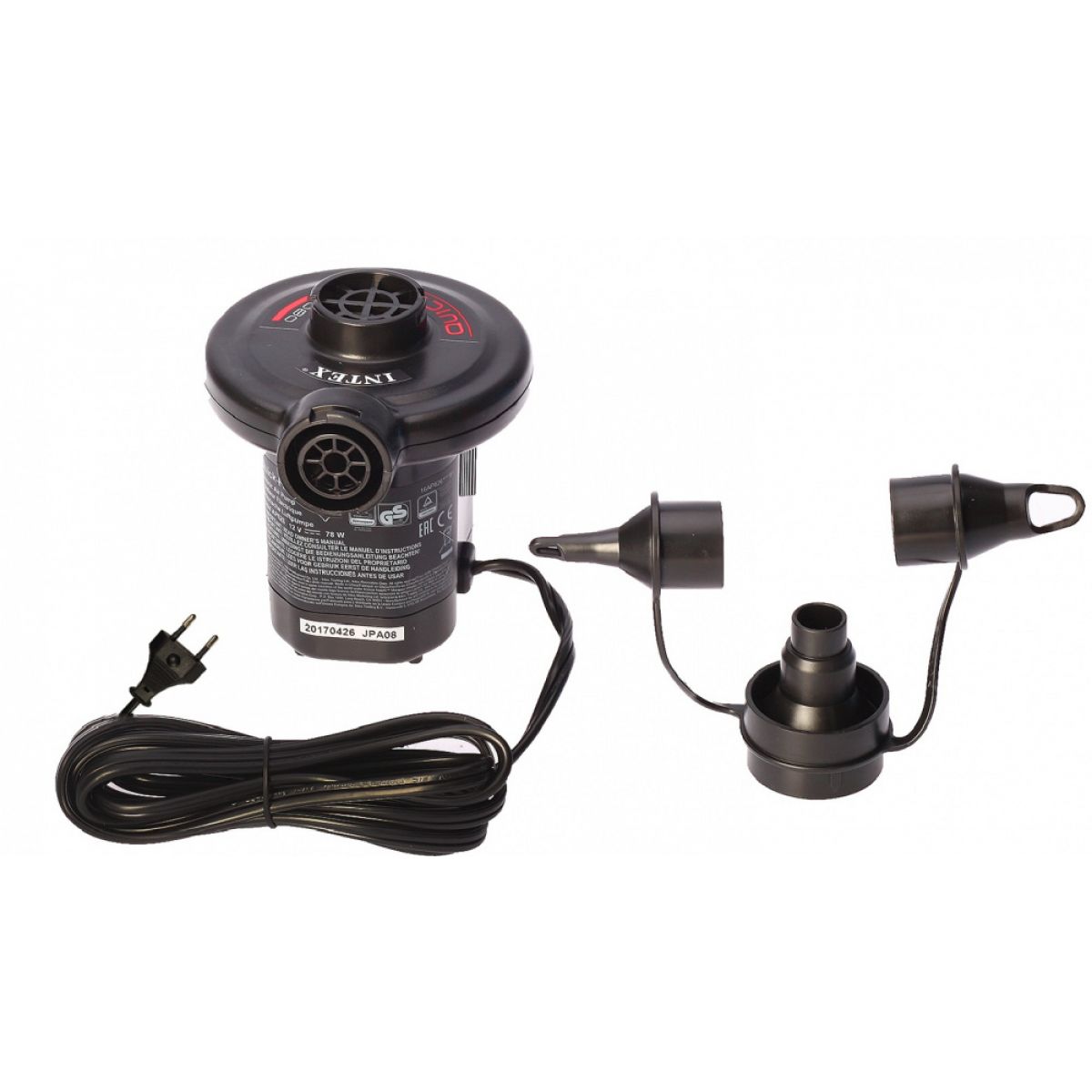 Электрический насос 450 л/мин, 220V/12V, реверс, влагозащита, для надувных изделий, INTEX 66632 Электрический насос 450 л/мин, 220V/12V, реверс, влагозащита, для надувных изделий, INTEX 66632